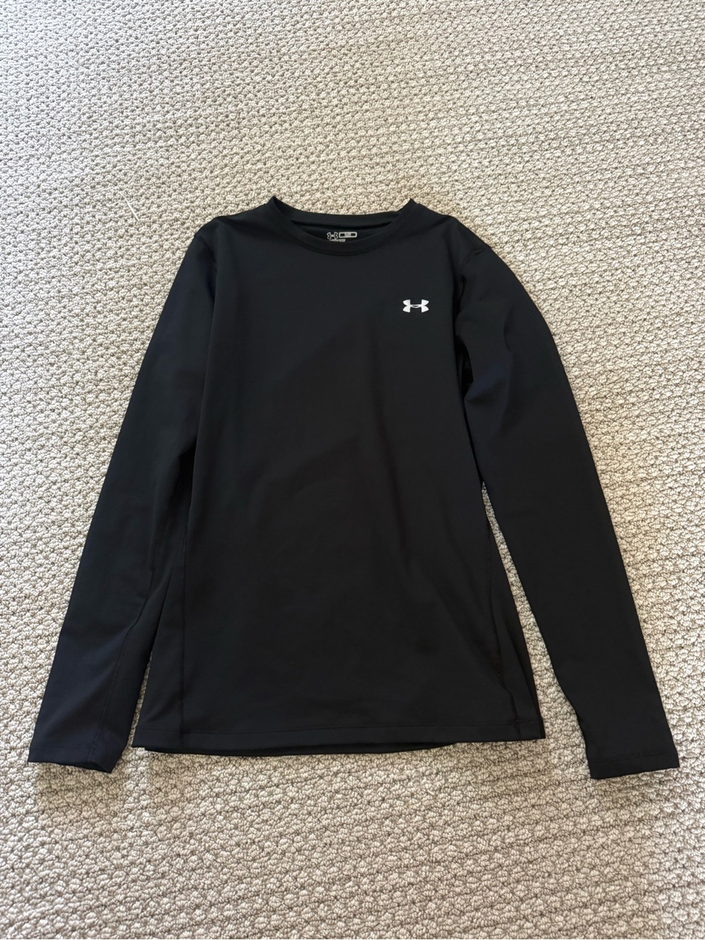 Under Armour Black Long Sleeve Performance Tee with White Logo